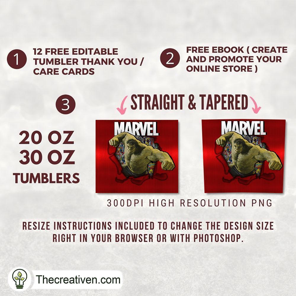 Hulk Marvel 20oz Tumbler Wrap – Digital Download 2 Hulk Marvel 20oz Tumbler Wrap – Digital Download - Image 2