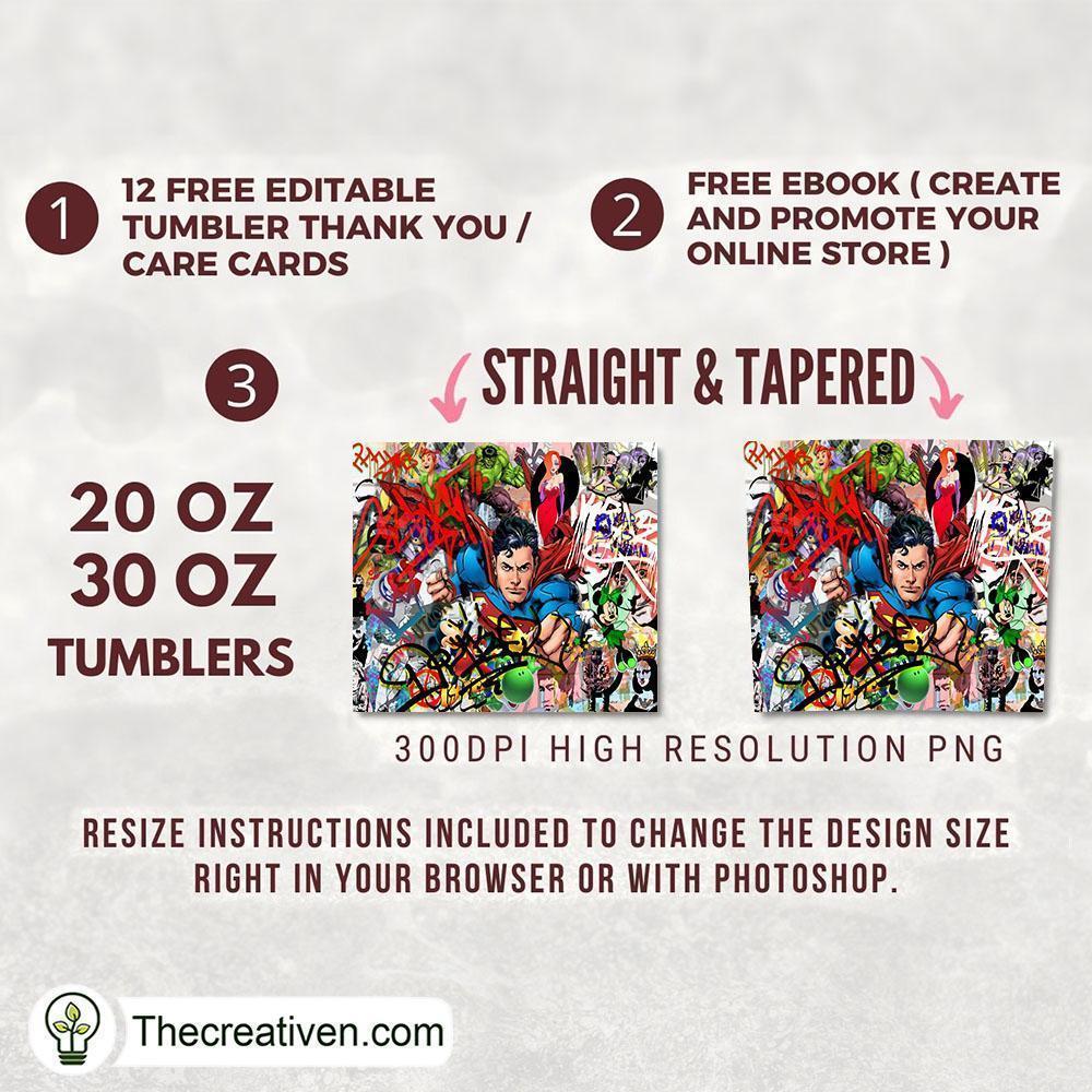 Superman Poster 20oz Tumbler Wrap – Digital Download 2 Superman Poster 20oz Tumbler Wrap – Digital Download - Image 2