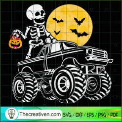 Halloween Skeleton Riding Monster Truc SVG Cut File fo Design 33588