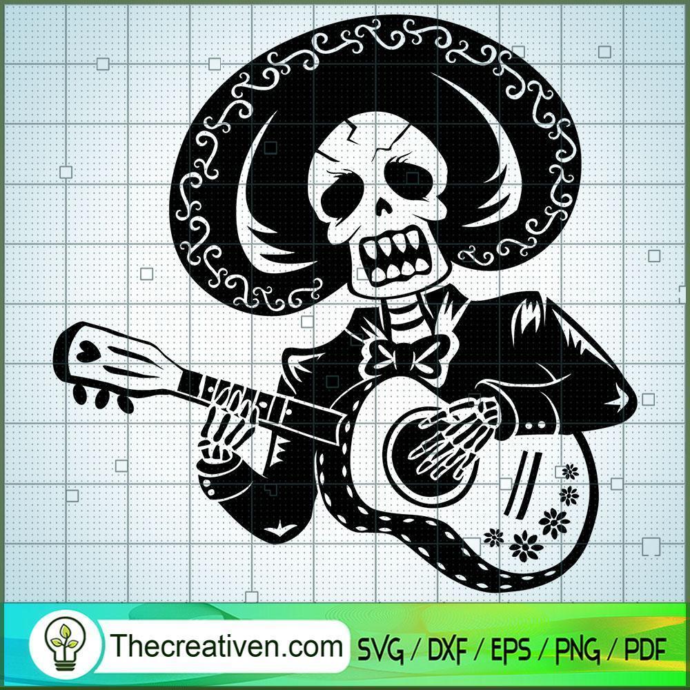 Halloween Skeleton Playing Guitar SVG Cut File for Cricut & Silhouette 1 Halloween Skeleton Playing Guitar SVG Cut File for Cricut & Silhouette