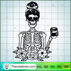 Skeleton Drinking Coffee Lov SVG Cut File for Cricut