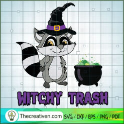 Witchy Trash Raccoon Hallowe SVG Cut File for Cricut