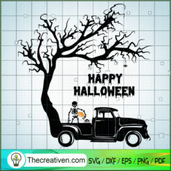 Happy Halloween Skeleton Truck SVG Cut File for Cricut & Silhouette