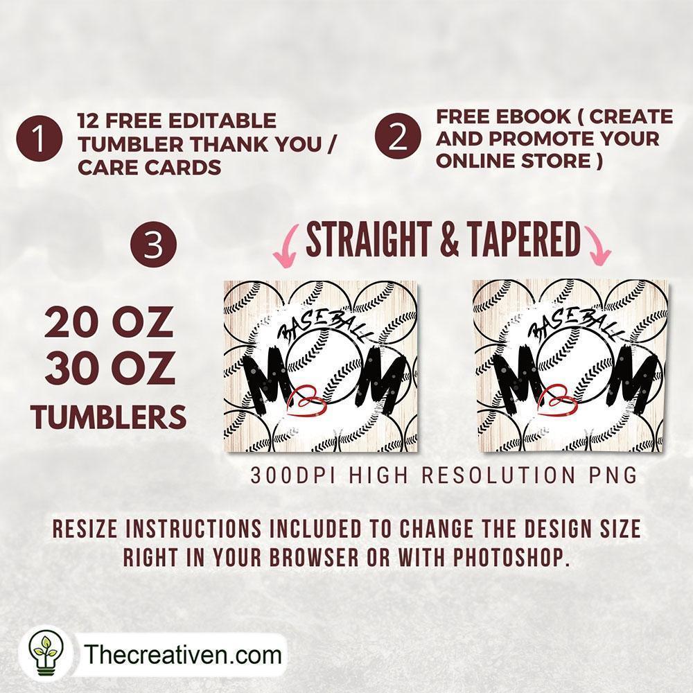 20oz Skinny Tumbler Baseball Sport Mom Tumbler Wrap – Digital Download 2 20oz Skinny Tumbler Baseball Sport Mom Tumbler Wrap – Digital Download - Image 2