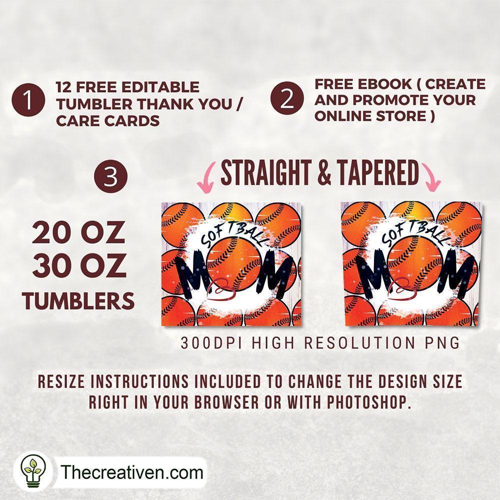 20oz Skinny Tumbler Softball Sport Mom Tumbler Wrap – Digital Download 2 20oz Skinny Tumbler Softball Sport Mom Tumbler Wrap – Digital Download - Image 2