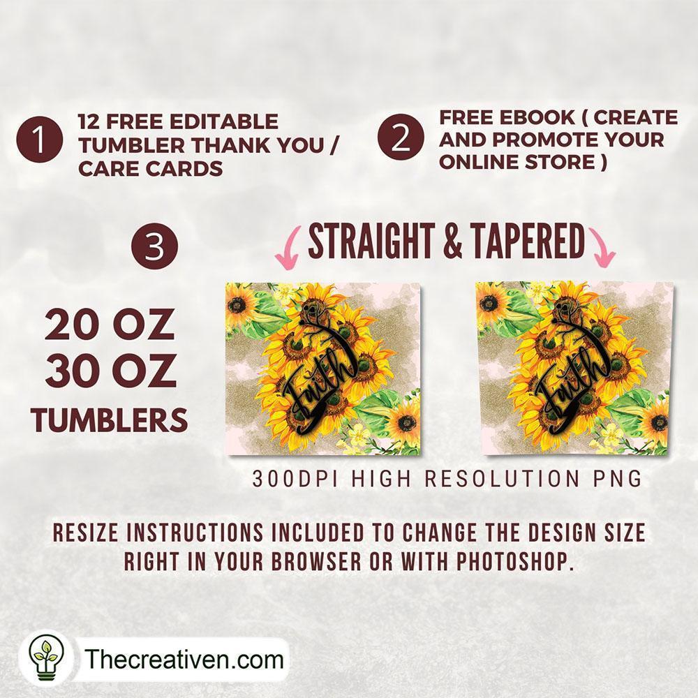 20oz Skinny Tumbler Faith Floral Tumbler Wrap – Digital Download 2 20oz Skinny Tumbler Faith Floral Tumbler Wrap – Digital Download - Image 2