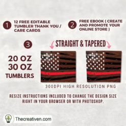 20oz Skinny Tumble Flag Red Line Tumbler Wrap – Digital Download - Image 2