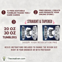 20oz Skinny Tumbler Level 13 Unlocked Tumbler Wrap – Digital Download 3 20oz Skinny Tumbler Level 13 Unlocked Tumbler Wrap – Digital Download - Image 2
