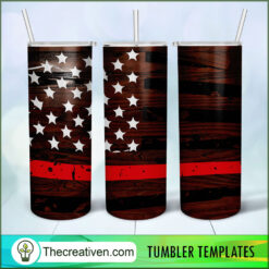 20oz Skinny Tumble Flag Red Line Tumbler Wrap – Digital Download