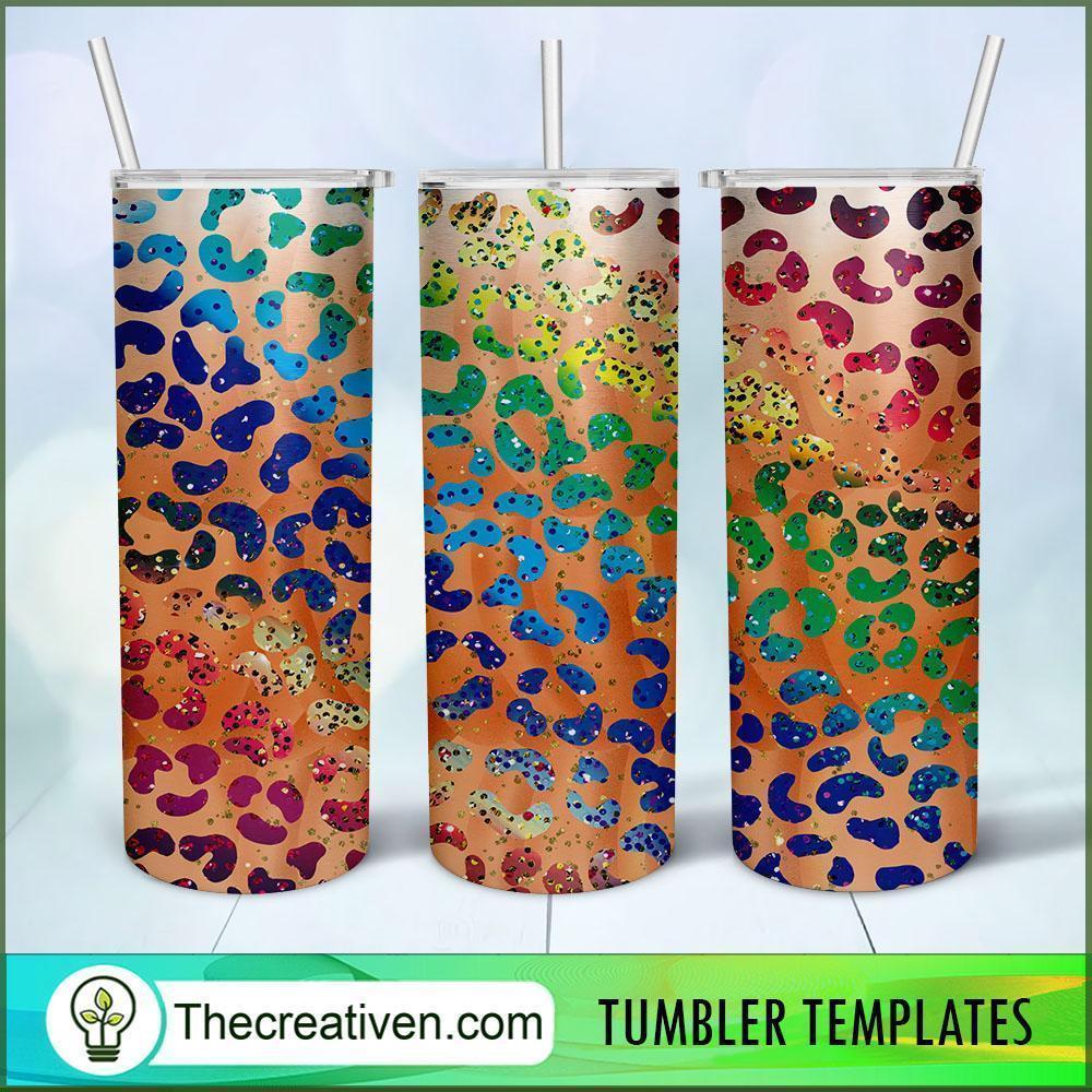 20oz Skinny Tumbler Leopard Rainbow, 20oz Skinny Straight, Full Tumbler Wrap, PNG Digital File 1 136 copy 2
