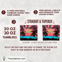 20oz Skinny Tumbler Sunset Bea Tumbler Wrap Download 3 20oz Skinny Tumbler Sunset Bea Tumbler Wrap Download - Image 2