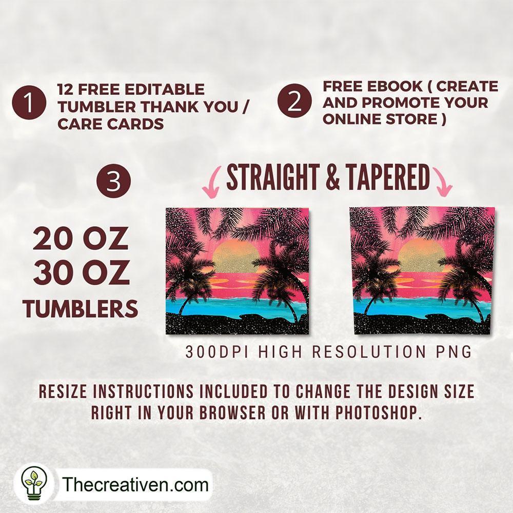 20oz Skinny Tumbler Sunset Bea Tumbler Wrap Download 2 20oz Skinny Tumbler Sunset Bea Tumbler Wrap Download - Image 2