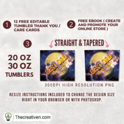 20oz Skinny Tumbler Best Dad Galaxy, 20oz Skinny Straight, Full Tumbler Wrap, PNG Digital File 3 130 copy 2