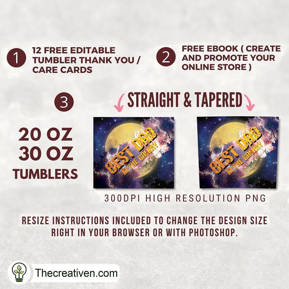 20oz Skinny Tumbler Best Dad Galaxy, 20oz Skinny Straight, Full Tumbler Wrap, PNG Digital File 2 130 copy 2