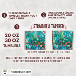 Alternative view of 20oz Skinny Tumbler Watercolor Cactus Tumbler Wrap – Digital Download