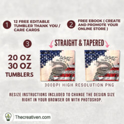 Alternative view of 20oz Skinny Tumbler Flag Dont Tread Tumbler Wrap – Digital Download