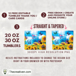 Alternative view of 20oz Skinny Tumbler Butterflie Tumbler Wrap Download