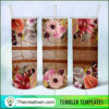 20oz Skinny Tumbler Boho Floral Marbel Tumbler Wrap – Digital Download