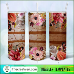 20oz Skinny Tumbler Boho Floral Marbel Tumbler Wrap – Digital Download