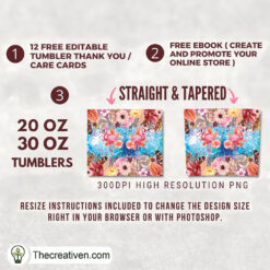 Alternative view of 20oz Skinny Tumbler Pink Flamingo Tumbler Wrap – Digital Download