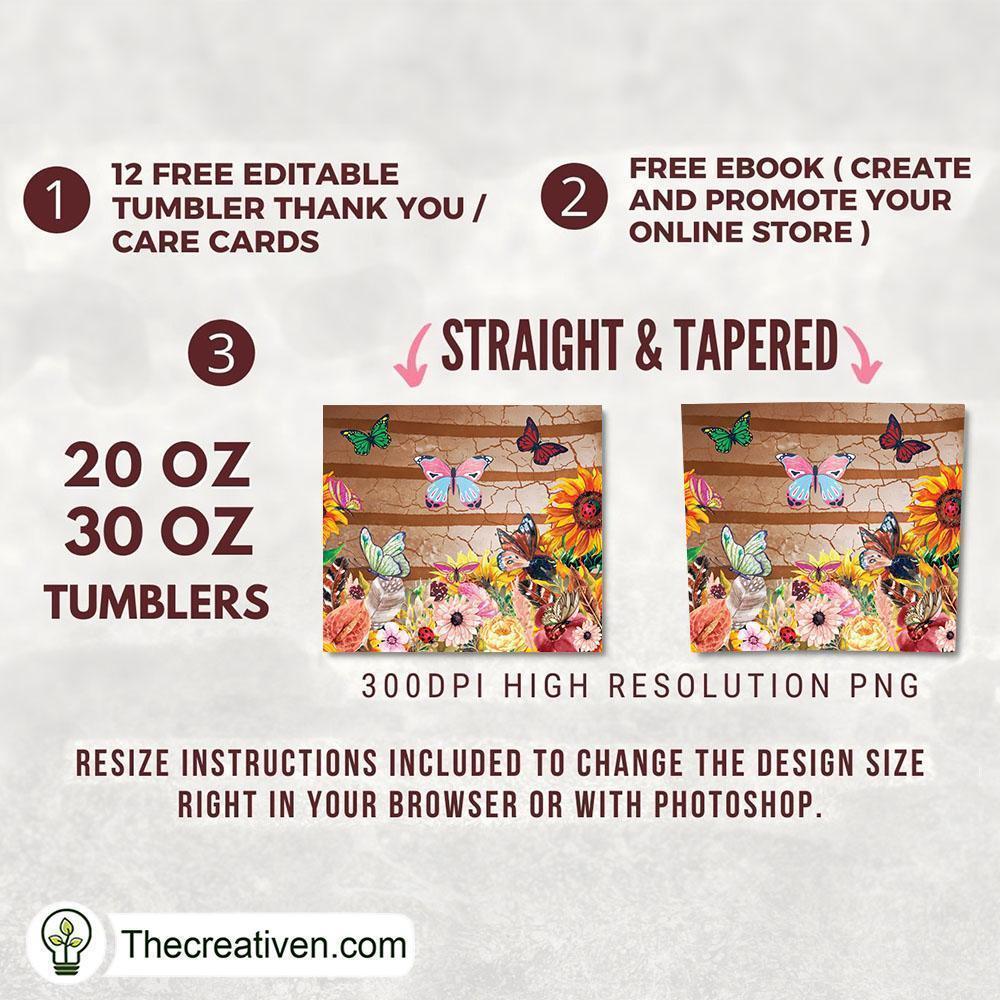 20oz Skinny Tumbler Butterfy Floral Tumbler Wrap – Digital Download 2 20oz Skinny Tumbler Butterfy Floral Tumbler Wrap – Digital Download - Image 2