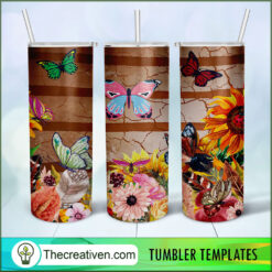 20oz Skinny Tumbler Butterfy Floral Tumbler Wrap – Digital Download