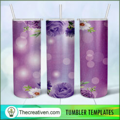 20oz Skinny Tumbler Purple Floral Tumbler Wrap – Digital Download