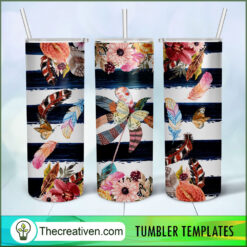20oz Skinny Tumbler Boho Feather Tumbler Wrap – Digital Download