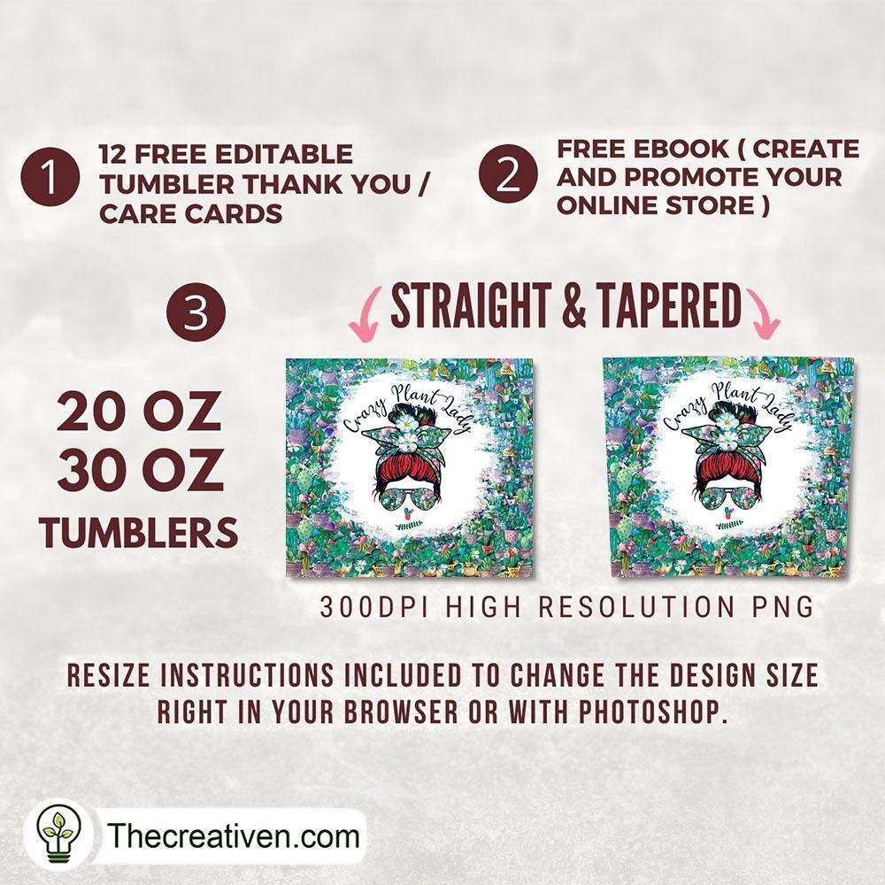 20oz Skinny Tumbler Crazy Plant Lady Tumbler Wrap – Digital Download 2 20oz Skinny Tumbler Crazy Plant Lady Tumbler Wrap – Digital Download - Image 2