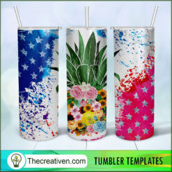 20oz Skinny Tumbler Floral Pineapple Tumbler Wrap – Digital Download