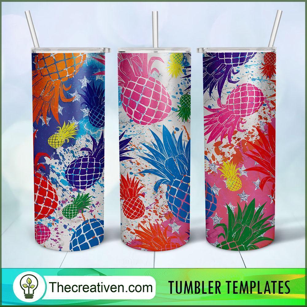 20oz Skinny Tumbler Colorful Pineapple Tumbler Wrap – Digital Download 1 20oz Skinny Tumbler Colorful Pineapple Tumbler Wrap – Digital Download