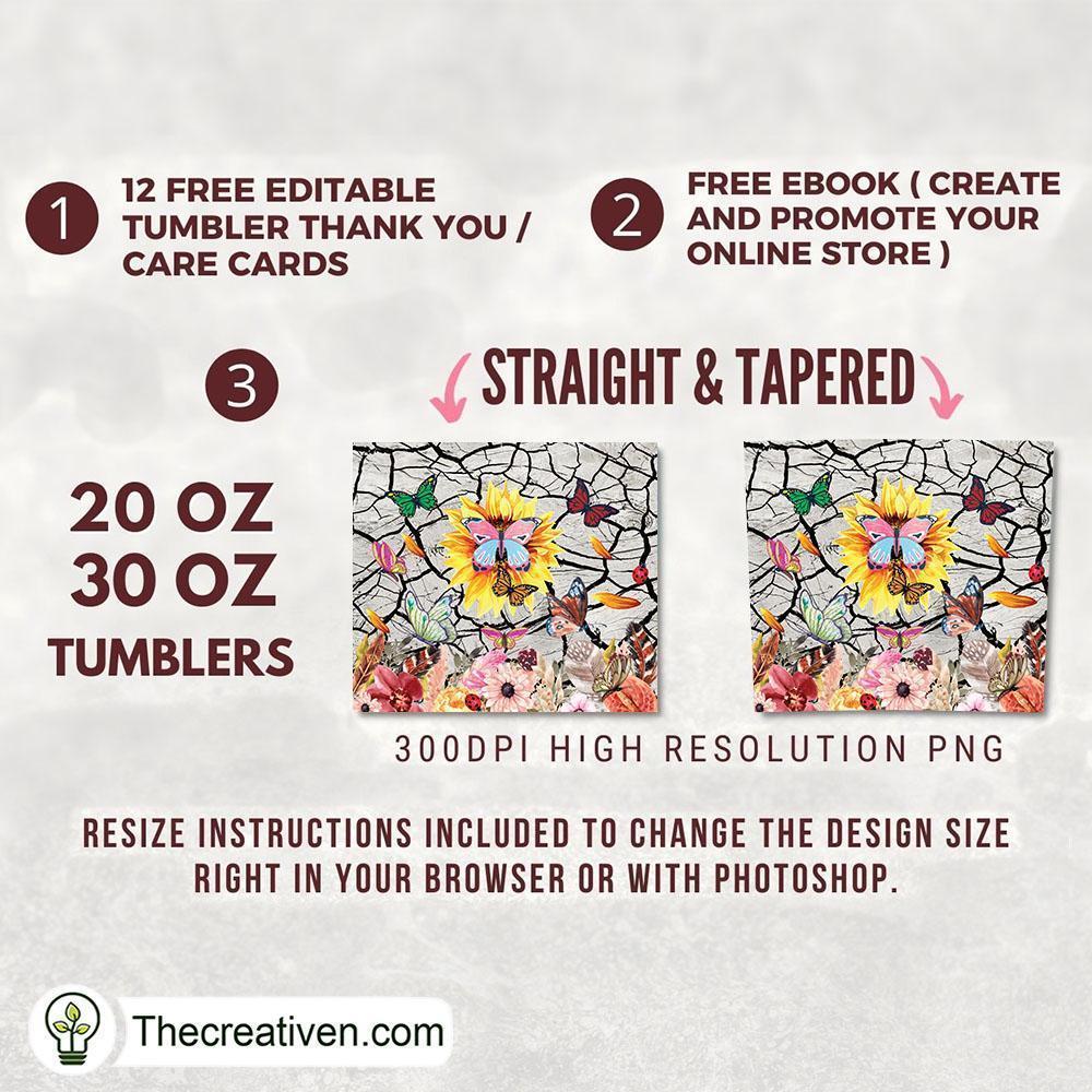 20oz Skinny Butterflies and Fl Tumbler Wrap Download 2 20oz Skinny Butterflies and Fl Tumbler Wrap Download - Image 2
