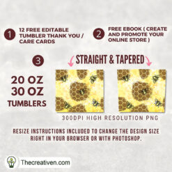 Alternative view of 20oz Skinny Tumbler Royal Bee Glitter Tumbler Wrap – Digital Download