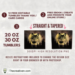 Alternative view of 20oz Skinny Wolf Tumbler Tumbler Wrap – Digital Downlo Design 32948