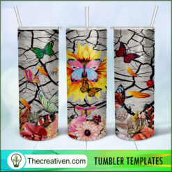 20oz Skinny Butterflies and Fl Tumbler Wrap Download
