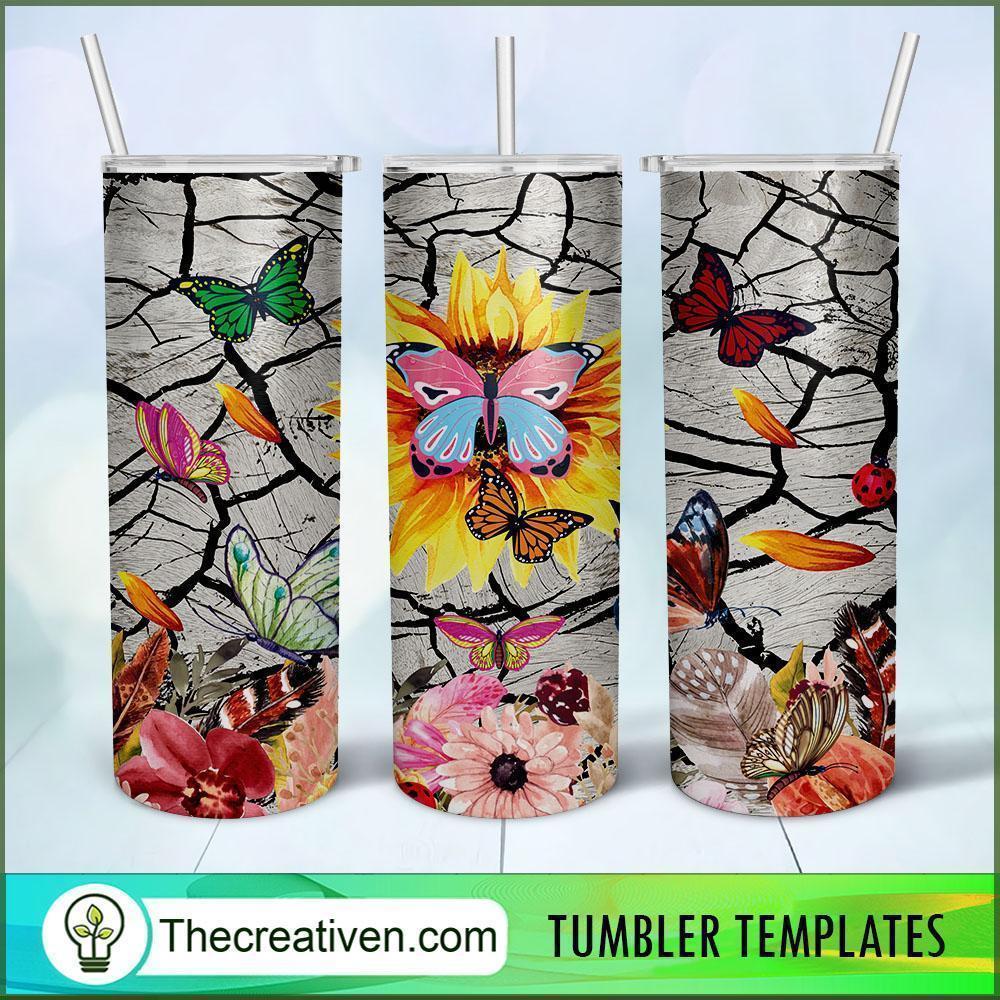 20oz Skinny Butterflies and Fl Tumbler Wrap Download 1 20oz Skinny Butterflies and Fl Tumbler Wrap Download