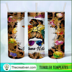 20oz Skinny Tumbler Mama Mini Leopard Tumbler Wrap – Digital Download
