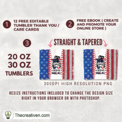 Alternative view of 20oz Skinny Tumbler Softball Flag Tumbler Wrap – Digital Download