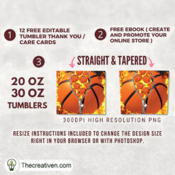 Alternative view of 20oz Skinny Tumbler Zipper Basketball Tumbler Wrap – Digital Download