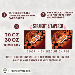 Alternative view of 20oz Skinny Tumbler Basketball Coach Tumbler Wrap – Digital Download