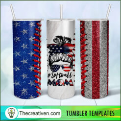 20oz Skinny Tumbler Softball Flag Tumbler Wrap – Digital Download