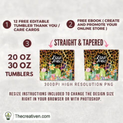 Alternative view of 20oz Skinny Tumbler Cactus Leopard Tumbler Wrap – Digital Download