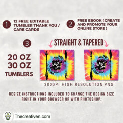 Alternative view of 20oz Skinny Tumbler Tie Dye Arrow Boho Tumbler Wrap – Digital Download