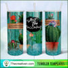 20oz Tumbler Teal Wood Glitter Cactus Tumbler Wrap – Digital Download