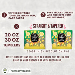 Alternative view of 20oz Skinny Tumbler Lemons Summer Tumbler Wrap – Digital Download