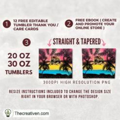 Alternative view of 20oz Skinny Tumbler Summer Jeep Tumbler Wrap – Digital Download
