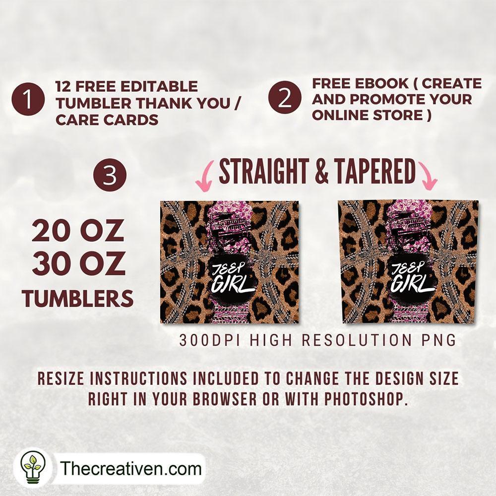 20oz Skinny Tumbler Jeep Girl Glitter Tumbler Wrap – Digital Download 2 20oz Skinny Tumbler Jeep Girl Glitter Tumbler Wrap – Digital Download - Image 2