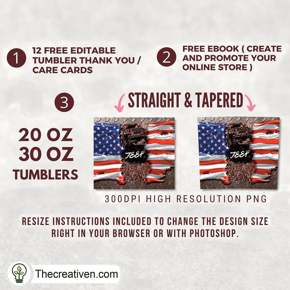 20oz Skinny Tumbler Jeep Us Flag Tumbler Wrap – Digital Download 2 20oz Skinny Tumbler Jeep Us Flag Tumbler Wrap – Digital Download - Image 2
