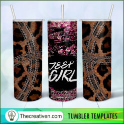 20oz Skinny Tumbler Jeep Girl Glitter Tumbler Wrap – Digital Download