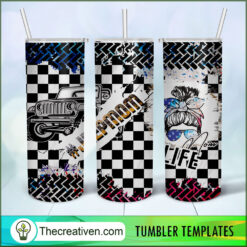 20oz Tumbler Jeep Mom Checkered Flag Tumbler Wrap – Digital Download